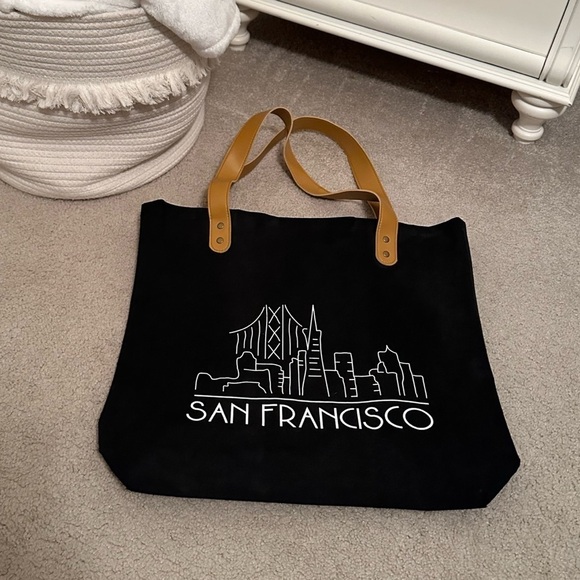 Authentic San Francisco Black and Brown Tote - Picture 1 of 5